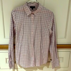 JCREW size 10 blouse light pink with blue window pane check